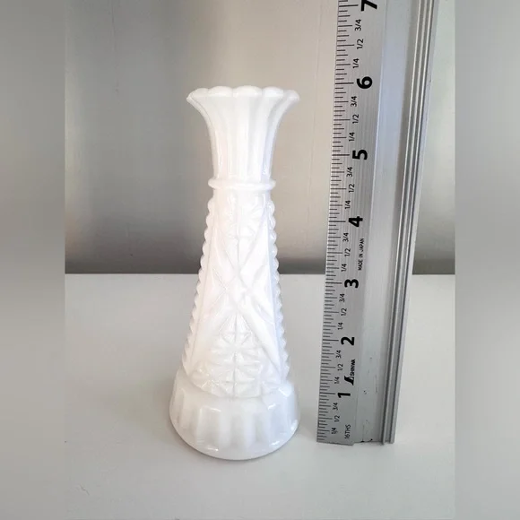 Classic White Milk Glass Decorative Vase - Picture 8 of 10